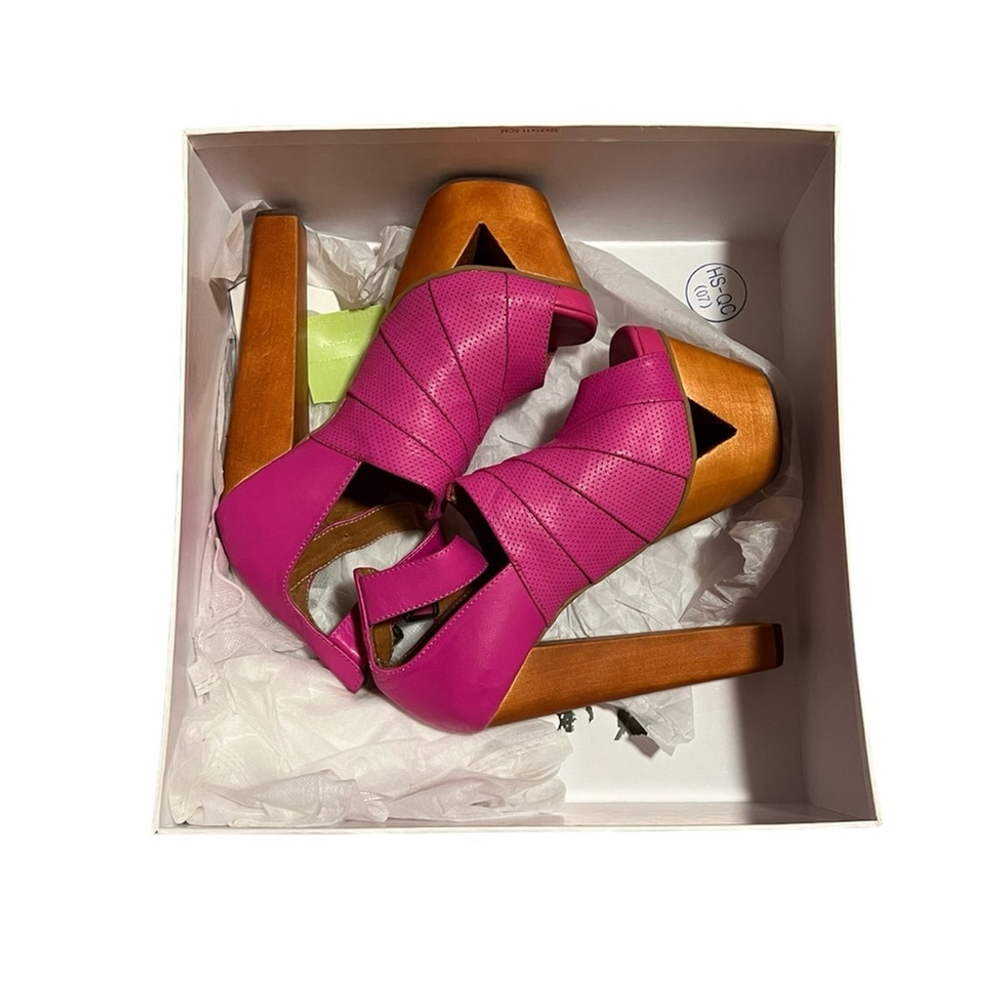 Jeffrey Campbell Pauline Pink Fuchsia Leather Platform Heels